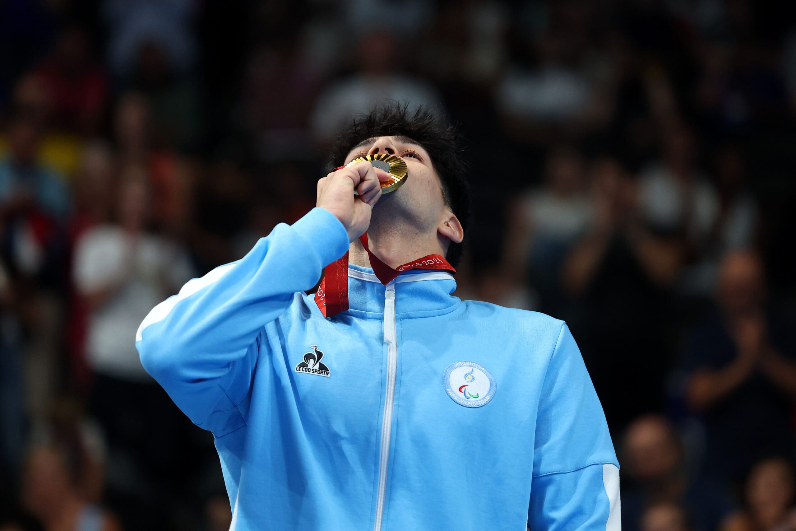 Atleta olímpico argentino celebrando